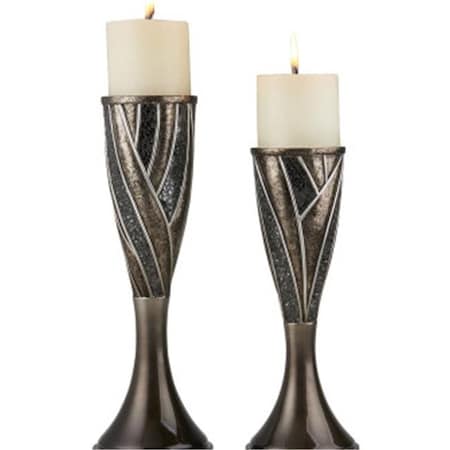 Ore Furniture Ore Furniture K-4293C 12 & 14 in. Lelei Candleholder; Silver & Gold - Set of 2 K-4293C